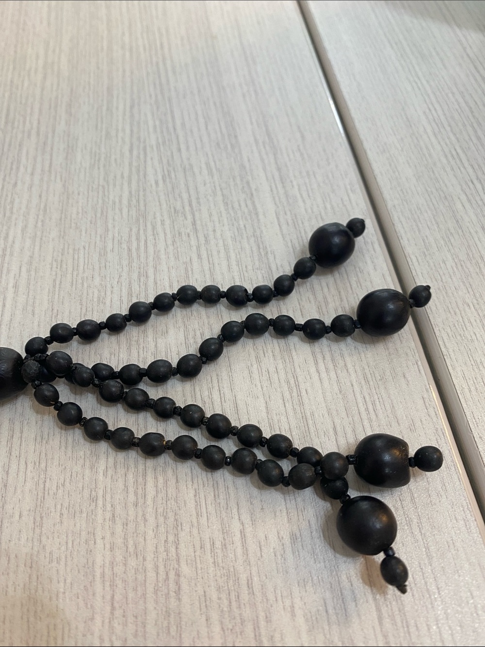 Long Black Beaded Tassel Necklace - Picture 3 of 4